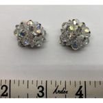Vintage 1950s Laguna Earrings Aurora Borealis Crystal Bead Clip On Silver Tone Photo 9