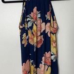 Joie  Navy Blue Peach Floral 100% Silk High Neck Tank Top Blouse XS Photo 0