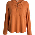 Madewell  Burnt Orange Long Sleeve Henley Photo 0