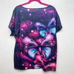 Butterfly Print Women's Short Sleeve Top Size XL Short Sleeve Art to Wear Pink Photo 4