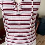 Rue 21 Lace Up Striped Crop Top White Red Gray Photo 4