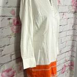 Ann Taylor 🔥5 for $25 sale🔥 white collared shirt dress with orange hem line Photo 1