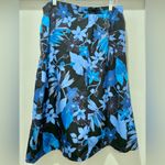 Sag Harbor VTG 80s 90s Black & Blue Tropical Floral Knee-Length Skirt Photo 9