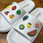 No Boundaries  White Fruit Slide Sandals, Sz 11 Photo 2