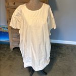 Free People light sand Arland Mini soft denim tunic oversized short sleeve Dress Photo 1