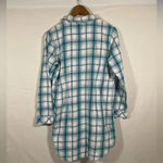Victoria's Secret Night Shirt Flannel Blue Pink Plaid Button Front Small Photo 1