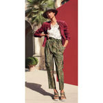 Madeline Womens Floral Camo Cargo Pants Boho Belted Tropical Crop 14P Petite Green Photo 1