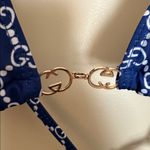 Gucci Navy and White Logo Bikini Top Women’s Sz Small Photo 1