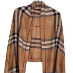 Burberry Women’s Cashmere Large Oversized Blanket Scarf Shawl Plaid Tan Photo 1