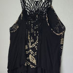 Free People  Crochet Boho Flowy Asymmetrical Cut Out Tank Top Size L Photo 0