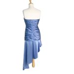 NWT Cinq à Sept 100% Silk Eliza Asymmetric Hem Strapless Satin Cocktail Dress 8 Blue Photo 5