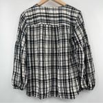 Loft  ANN TAYLOR Top Peplum Plaid Blouson Henley B&W Business Casual Size Small Photo 3