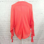 Free People  Top Red Rouge Size S Gauze Long Sleeve Dolman Sleeve V-Neck Boho Photo 7