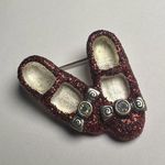 Rudy Red Dorothy Shoes Wizard Of Oz Glitter & Rhinestone Silver Tone Brooch Pin Photo 1