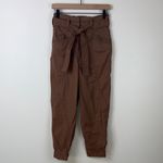Anthropologie Ellie Embroidered Utility Pants Paperbag Cargo Brown Women’s 0 Photo 3
