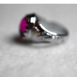 Source Unknown New Party Pink Cut Glass Stone Etched Silver Tone Band Size 7 Ring Photo 2