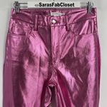 Good American  Icon Faux Leather Pants Metallic Pink Straight Leg Women's Size 28 Photo 4