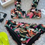 Time & Tru Nwt  printed 2pc high leg bikini bottom 2X wide strap V-wired top 1X Photo 1