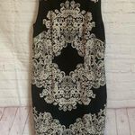 Adrianna Papell black & off white lace print sleeveless sheath dress Size 10 Photo 0