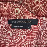 BCBG Maxazria Womens Strappy Tank Top S Red Metallic Gold Geometric Sleeveless Photo 3