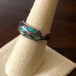 Vintage Sterling Silver Abalone Mosaic Inlay Ring 7 Photo 3