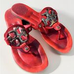 Tory Burch  Miller Sandals Tory Red Gold Plated‎ Logo Size 7  Resort Beach Photo 4