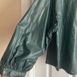 Prologue  Hunter Green Faux Leather Button Up Shirt Photo 2