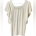 Loft Cream Blouse with Flutter Sleeves and Bib Collar Photo 1