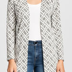 Merona Gray & White Geometric Print Cardigan Photo 0