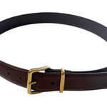 Aritzia  Brown Leather Solid Brass Belt Medium Photo 0