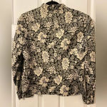 Rena Rowan VINTAGE WOMEN'S  BLACK & CREAM & GRAY FLOWER BLAZER JACKET Size‎ 10 Photo 6