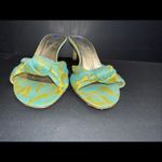 Kate Spade  Silk Metallic Floral Preppy Designer Classic Slip On Sandal Heels 8AA Photo 2