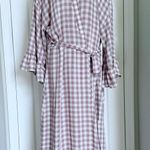 Nordstrom Gingham Long Robe Checkered Wrap Dress XL Ruffle Trim Belted Rayon New Photo 0