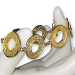 Melinda Maria  Gold Plated Circle Link Emerald Green Pave Crystal Toggle Bracelet Photo 2