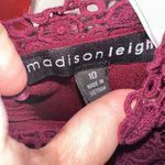 Madison Leigh  Lace Cutout Mock Neck Burgundy Wine Mini Dress Photo 5