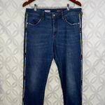 Anthropologie  Pilcro Slim Boyfriend Crop‎ Jeans Size 30 Embroidered Side Stripe Photo 7