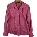 Lands' End  Pink Paisley Button Down Shirt Size 18W Preppy Feminine Office Casual Photo 0