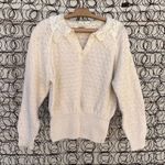 Vintage Josephine button and lace collar cream sweater cottage MEDIUM Photo 1