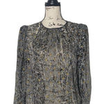 AQUA  Women’s Size S Abstract Print Long Sleeve Blouse Lightweight Sheer Top Photo 0