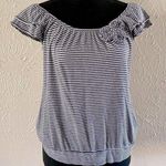 Elle ⚓️ Striped Cap Sleeve Top w/ Flower Detail⚓️ ~small Photo 0