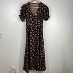 Outerknown  Black‎ Floral Maxi Dress Puff Sleeve Sustainable  Button Front XS Photo 1
