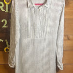 Artisan NY  Linen Button Collar Tunic Dress Boho Feminine Beach Stripe Minimal M Photo 0