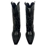 Mango  Leather Cowboy Ankle Boots with Embroidery Seams Black Size 39/ 8.5 Photo 5