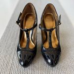 Vintage Merona Collection Black Patent Suede High Heels Pumps Sz 7 Photo 5