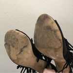 Topshop  Black Fringe Stiletto Peep Toe Heels 6 Photo 6