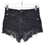 ZARA Black High Rise Distressed Cut Off Denim Shorts Sz 4 Cotton Blend Festival Photo 1