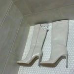 ZARA Size 41 Ivory Pull-On Almond Toe High Block Heel Tall Boots NB NWT Photo 4