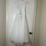 Selfie Leslie NEW! Floating By Plunging Neckline Mesh Overlay Midi Dress White L Photo 9