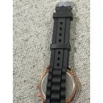 Geneva Watch Black Silicone Band Gold Accents Women's Fashion Wristwatch Photo 4