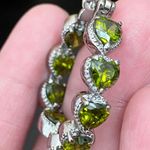 Stainless Steel Simulated Diamond Avocado Green Peridot Inside Out Hoop Earrings Photo 10